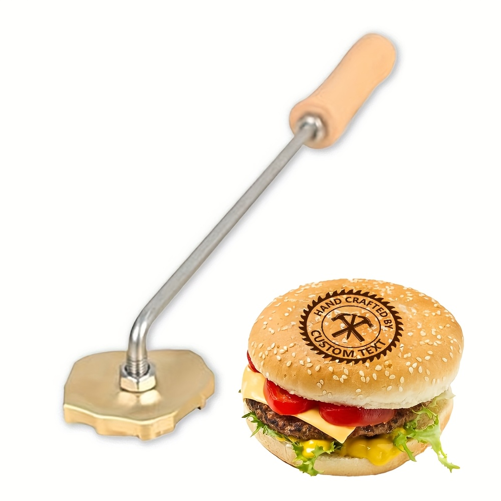 TEMU 1pc Personalized Brass Stamp - Heavy-duty Baking & Cooking Press With Custom Text (e.g. Restaurant Name, Wedding Dates) - For , Cakes, Steaks,