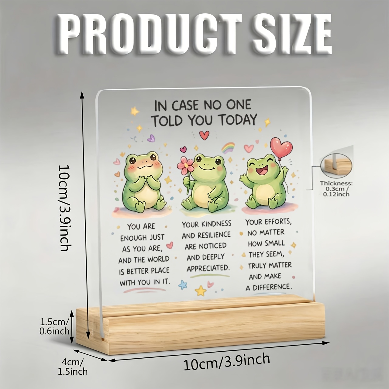 TEMU Plan Plat 2D, 1 pièce Ornement Grenouille "AU CAS OÙ PERSONNE NE VOUS L'AURAIT DIT AUJOURD'HUI", Slogan et Inspirant, Ornement en Acrylique avec
