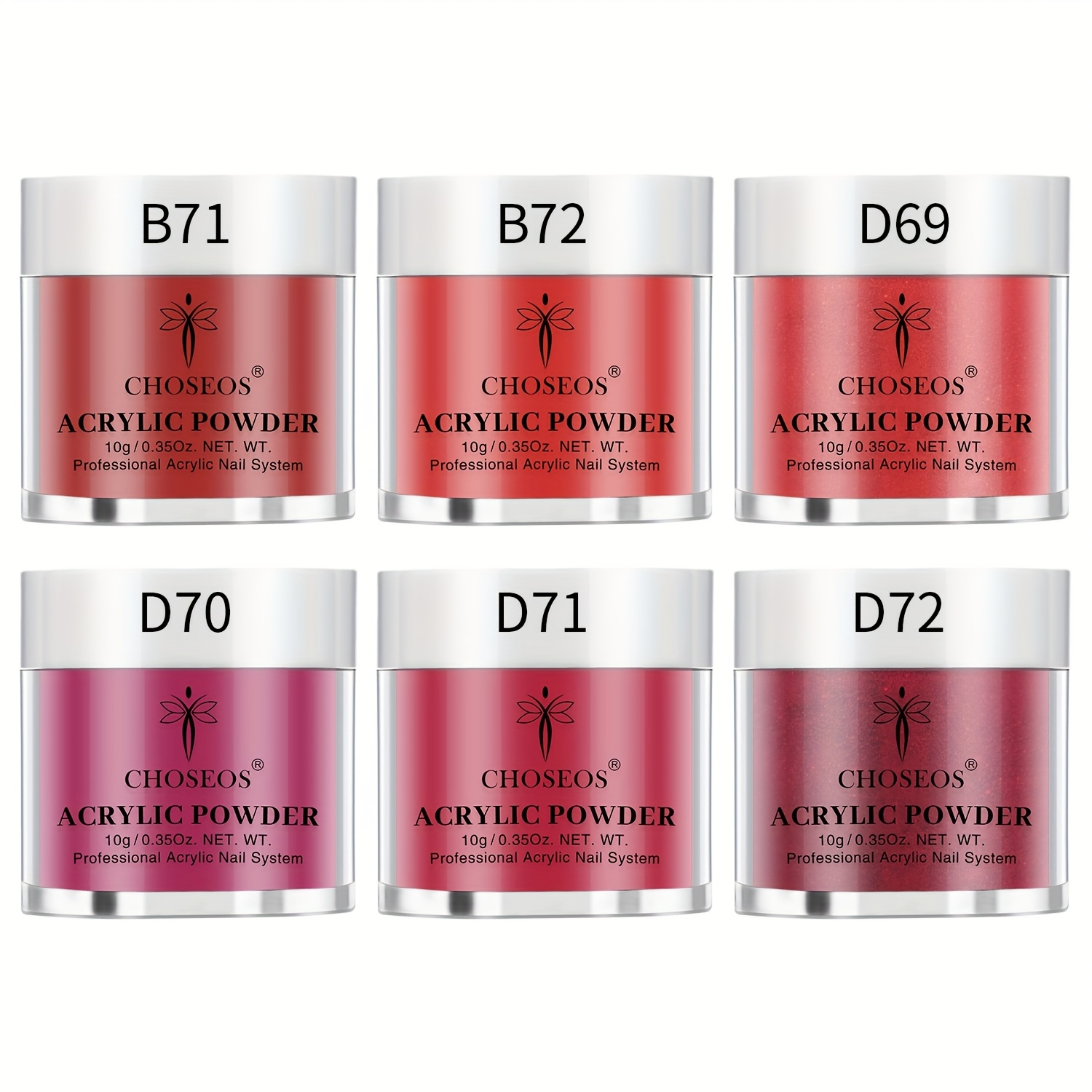 6-color Macaron Powder Gift Set - Quick Drying, , Acrylic Extension Powder For Stunning Nails, Long-lasting Shine