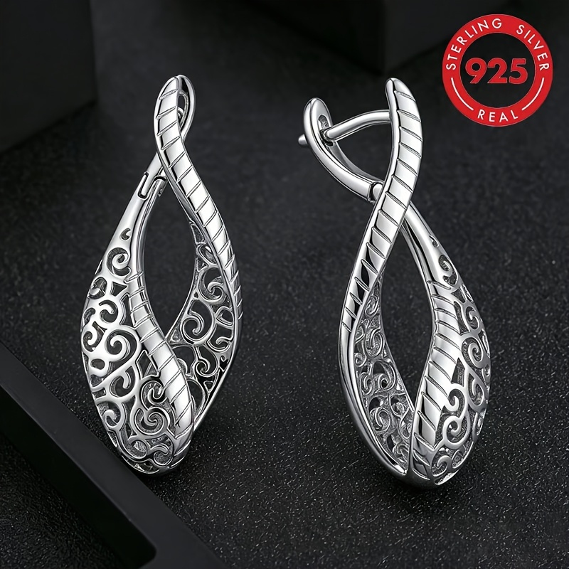 TEMU 925 Sterling ' Classic Fashion Hoop Earrings, Simple, Elegant, Exquisite Ladies' Earrings. Are Perfect For Daily Wear And Make An Ideal Holiday