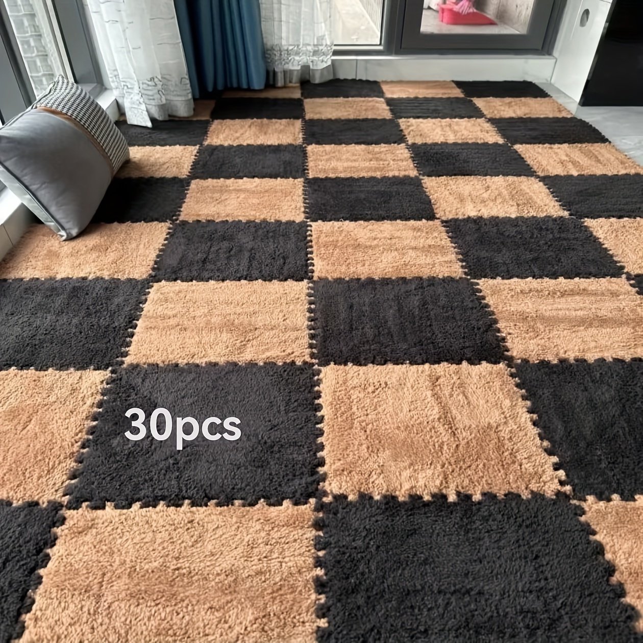 30pcs Thickened Plush Patchwork Carpet for Room, Bedroom, Cloakroom, Tatami, Rental House Renovation, Bedside Blanket, Four Seasons Game Room