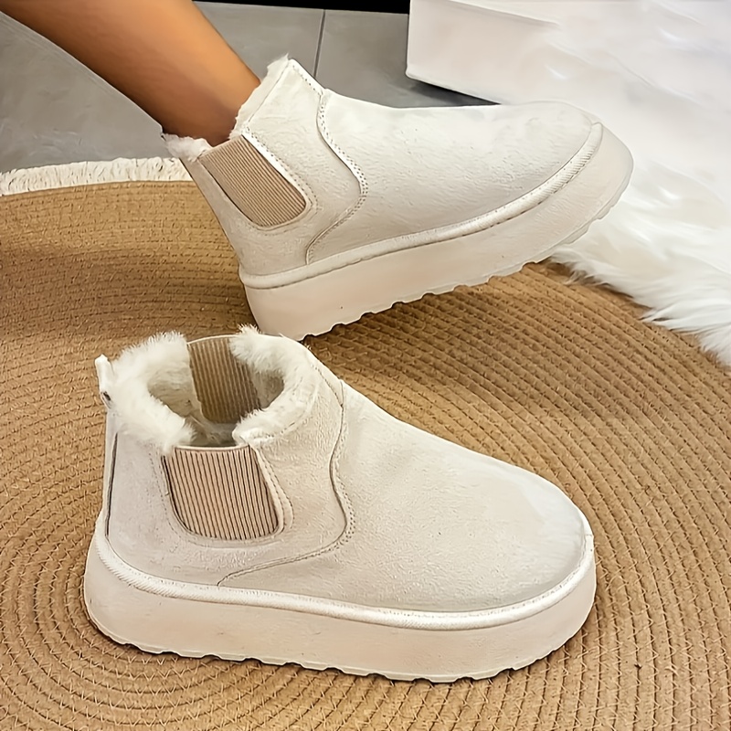 

Bottes de Neige d'Hiver pour Femmes - Doublure en Peluche Confortable, Semelle en Caoutchouc Antidérapante, Design à Bout Rond