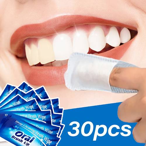 30pcs teeth cleaning finger glove wipes convenient use portable travel size suitable for cleaning teeth after meals