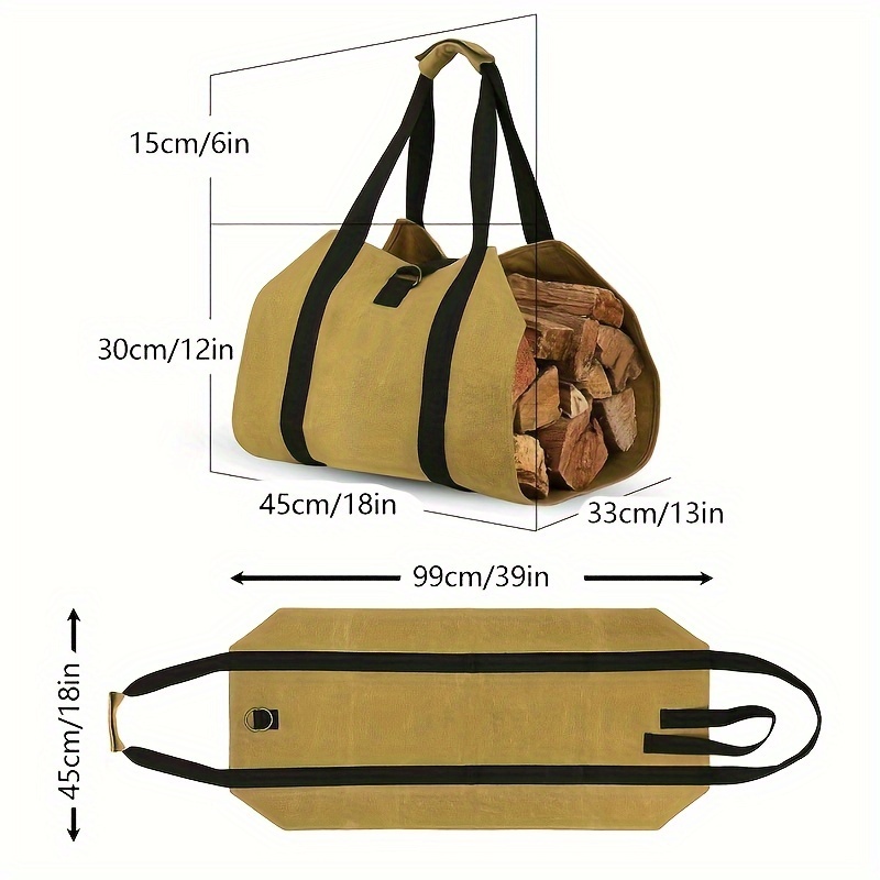 large capacity portable firewood carrier bag -   oxford cloth with pvc, ideal for outdoor camping, hiking & bbqs,   decor enhancer details 1