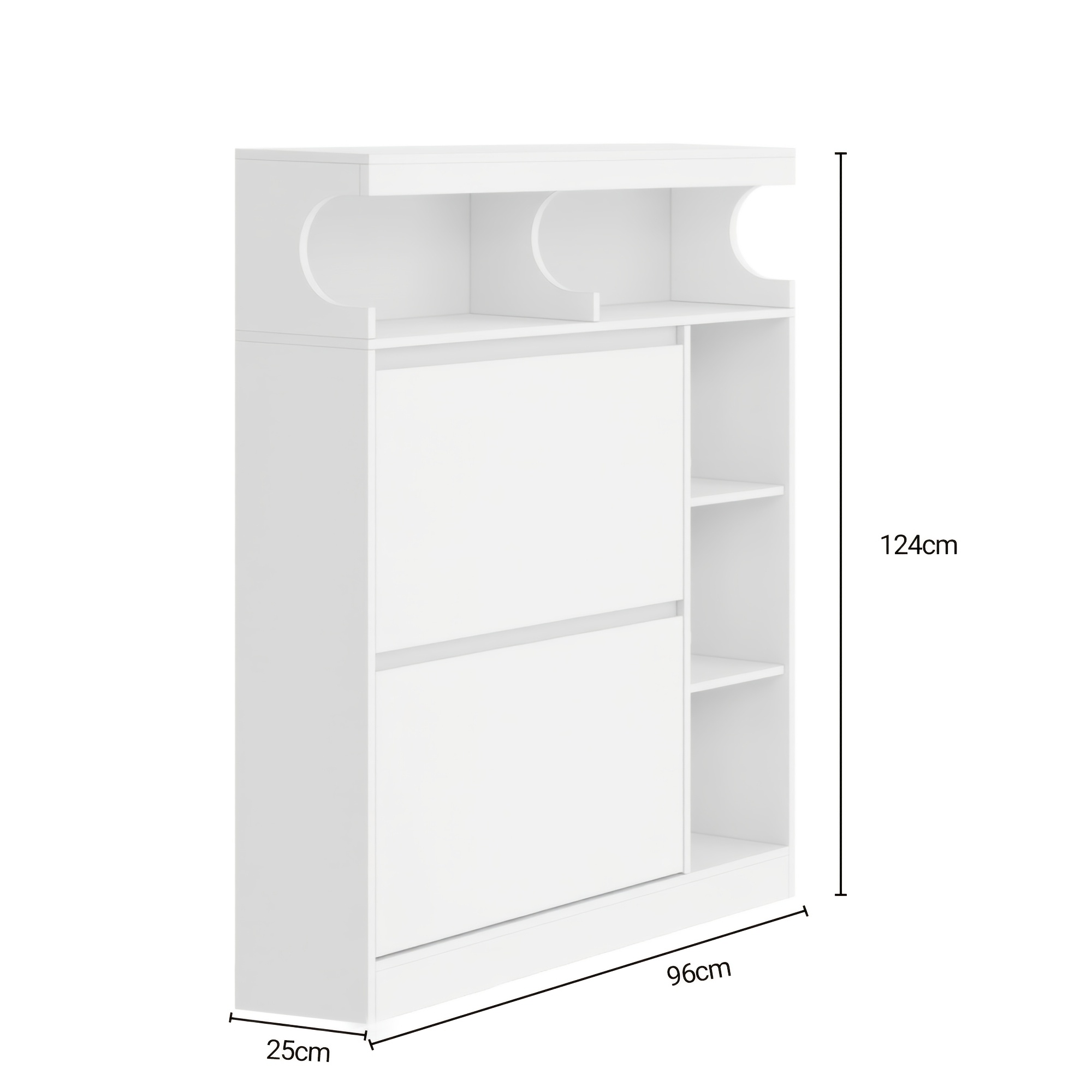 2-flip Shoe Cabinet With Side Storage, - Organizer