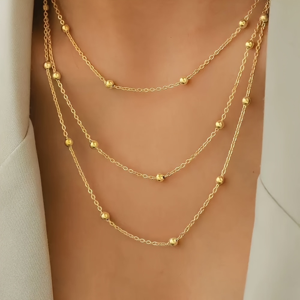 E-shop Modische minimalistische dreilagige Perlenkette für Damen, europäischer amerikanischer Stil, schick luxuriös