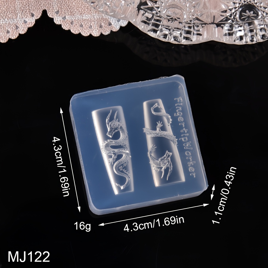 TEMU New Youlong Resin Liquid Nail Art Silicone Mold Exquisite Versatile Youlong Nail Art Wearable Three-dimensional Ornament Mold 1pc