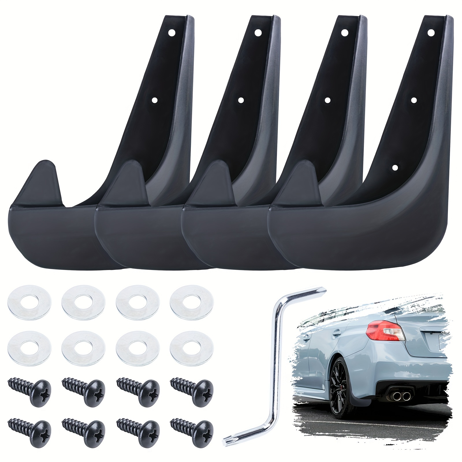 

4pcs Mud Flaps For Car Front & Rear Wheel, Flexible Fender Flares Protects Car Body, Universal Automotive Exterior Accessories Wheel Flares Splash Guard Fits Car Truck Suv