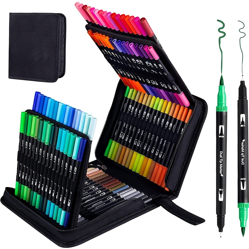 

Artpro 24-color Dual-tip Permanent & Watercolor Markers Set, Quick-drying Plastic Cartoon Themed Art Pens, , Oval Body, Grip, For Drawing & Coloring - Ideal For Christmas, Halloween, Easter Gifts