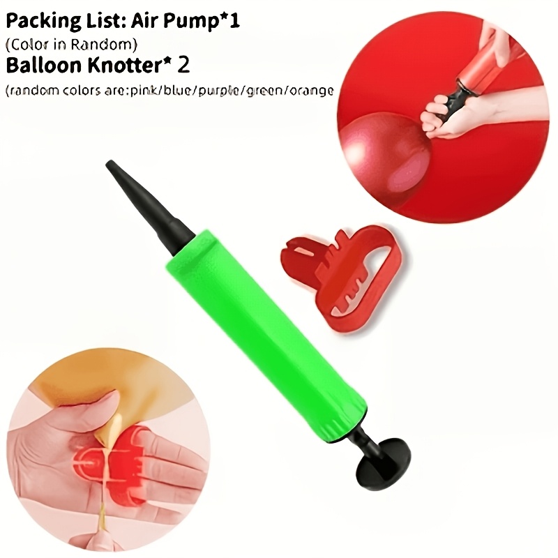 3pcs Balloon Pump And Tying Set, Includes A Balloon Pump And Balloon Tie, Colors May . Suitable For Holiday, Birthday, Wedding, And Christmas Party Decorations I Halloween I Navidad