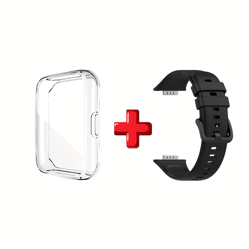 E-shop 2-in-1 TPU-Hülle + Armband Kompatibel mit Huawei Uhrenarmband für Damen Herren, Weiches Sport-Ersatzarmband für