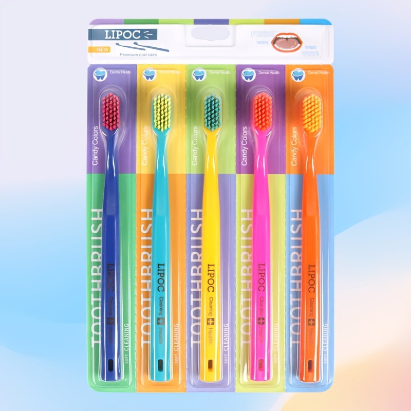 

5pcs Bristle Toothbrush Set Infused Brushes For Cleaning & Gum , -free