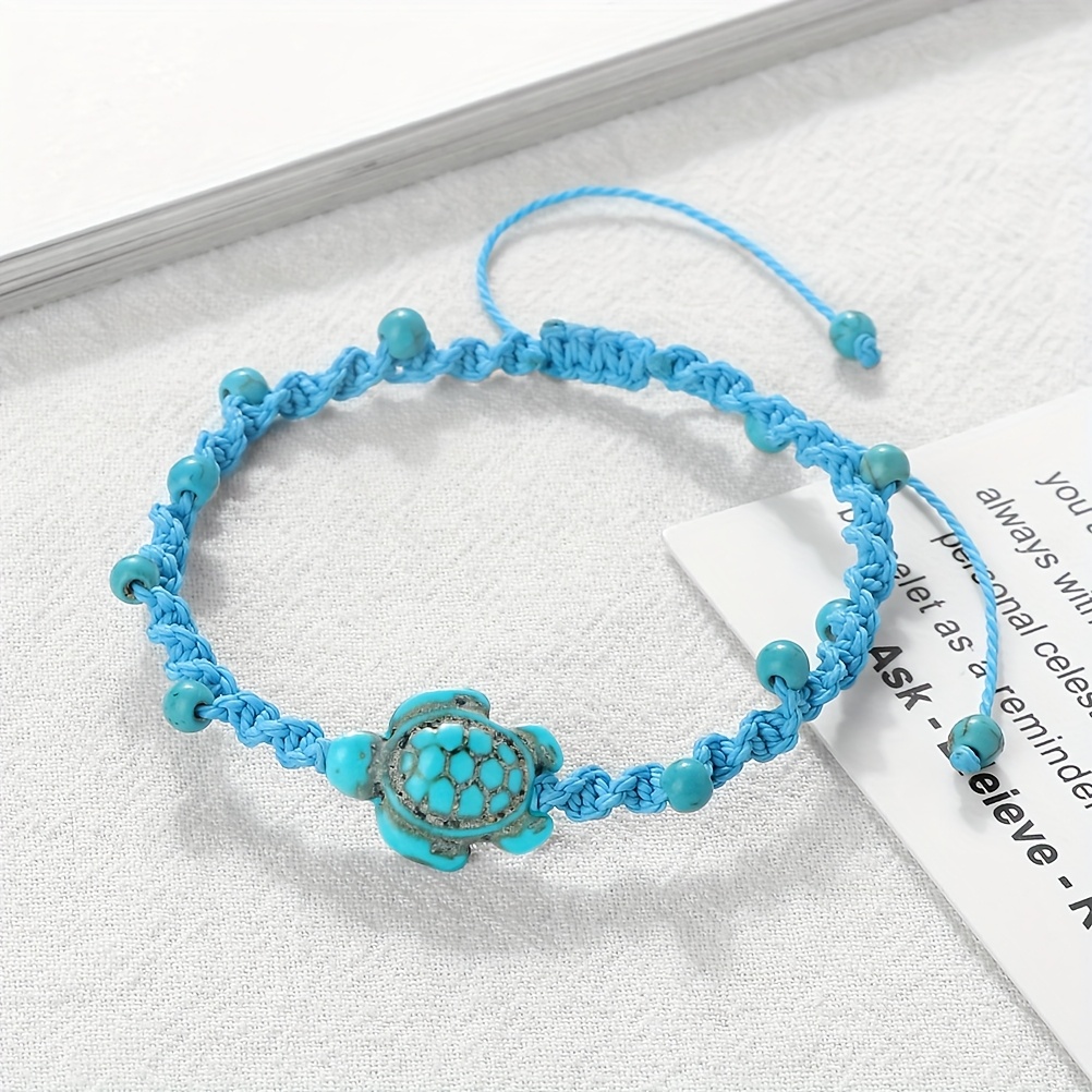Friendship Sea Turtle Bracelet with Turquoise Beads