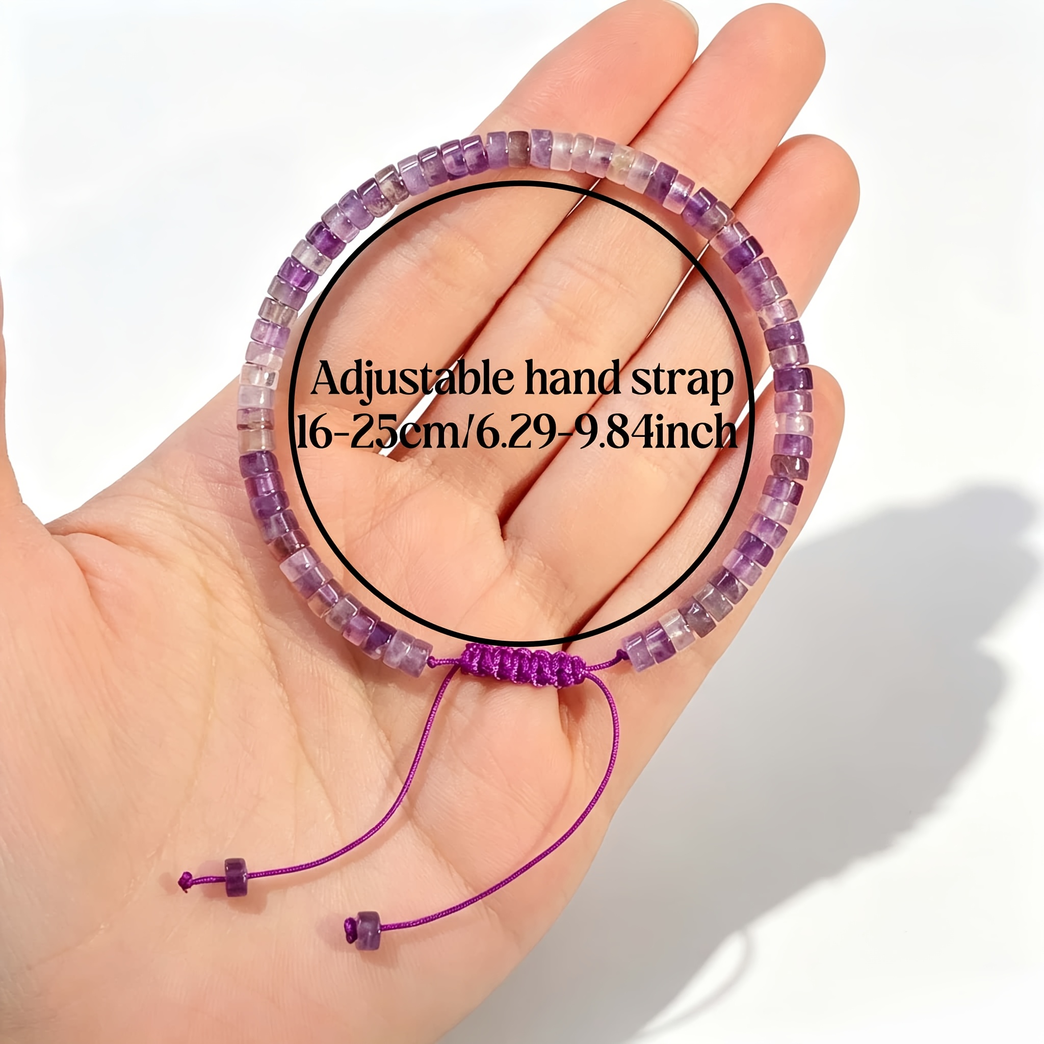 Bohemian Style Natural Amethyst Woven Bracelet, Adjustable