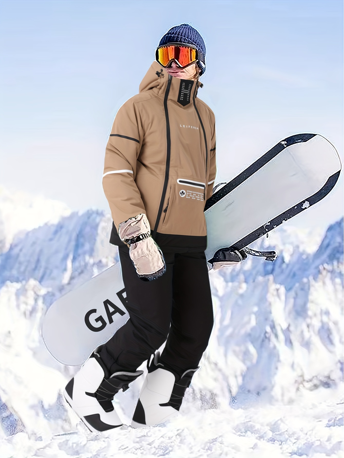 men's winter sportswear suits warm windproof hooded jacket