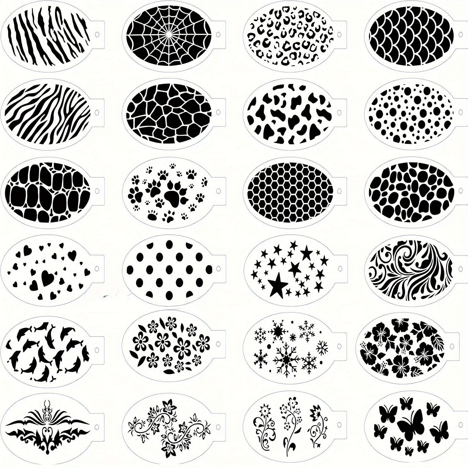 

24pcs Face Paint Stencils Face Body Painting Stencils Tattoo Painting Templates Face Tracing Stencils For Holiday Makeup Body Art Painting Tattoos Painting (vivid Style)