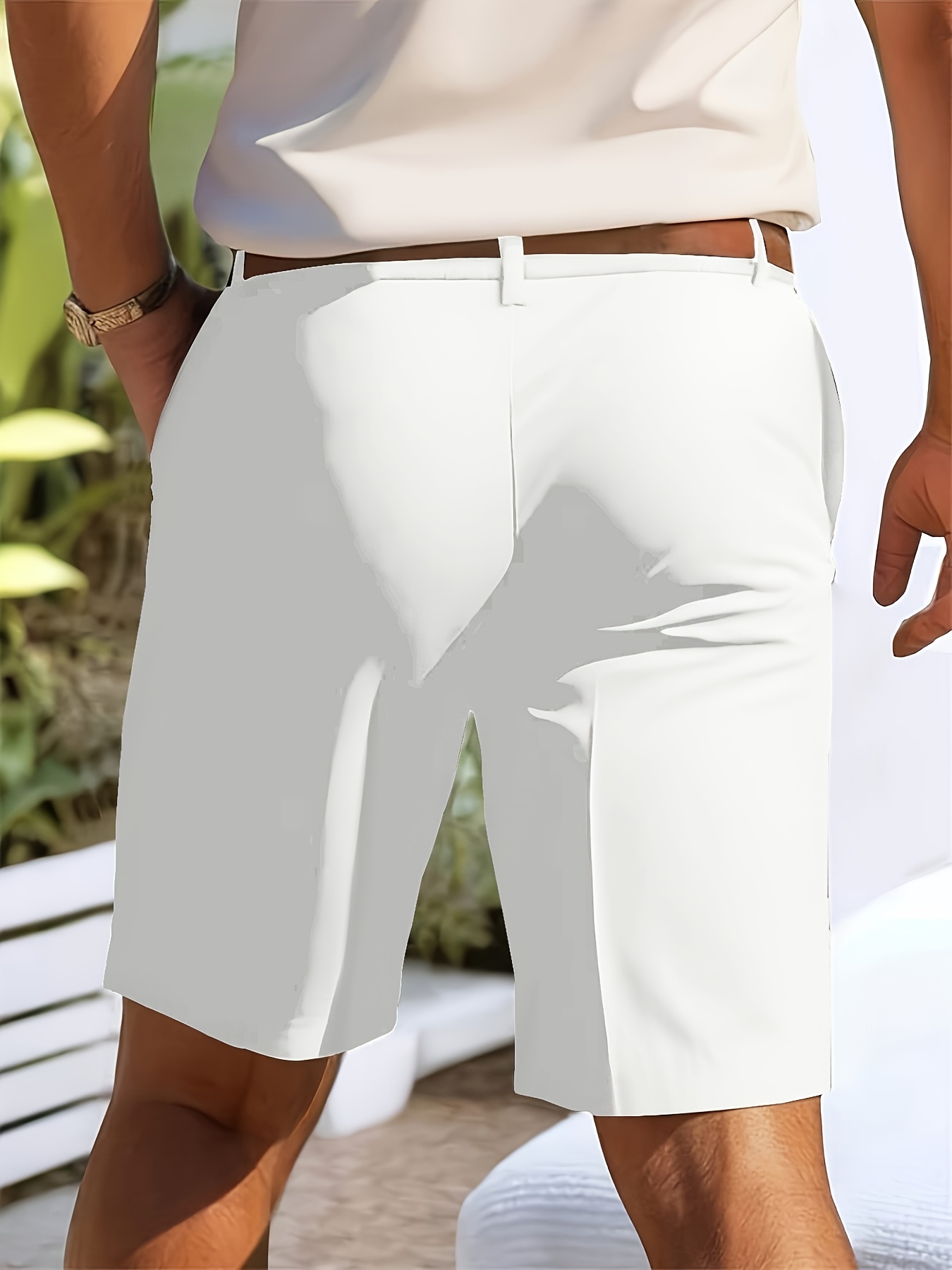 mens light business dress shorts mens casual half elastic - Temu Austria
