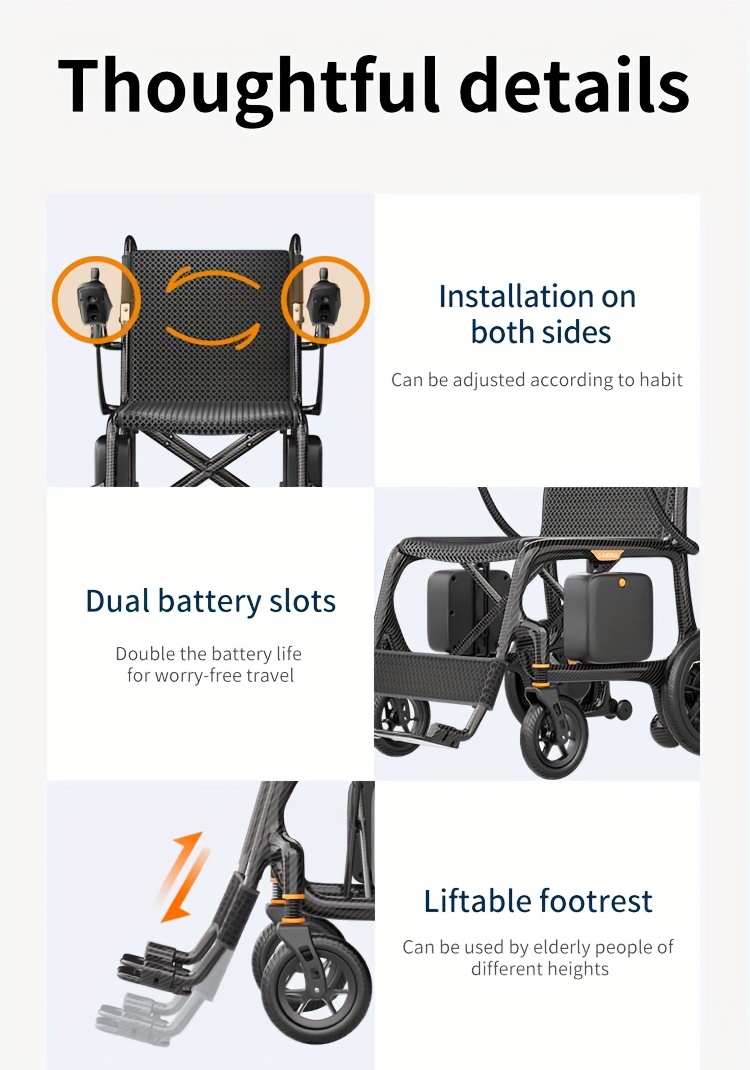 intelligent electric wheelchair made of 100 carbon fiber material lightweight and portable with a range of 25 miles   folding and installation   electric wheelchair for the elderly   of bearing 150kg mothers day gift Product details 2