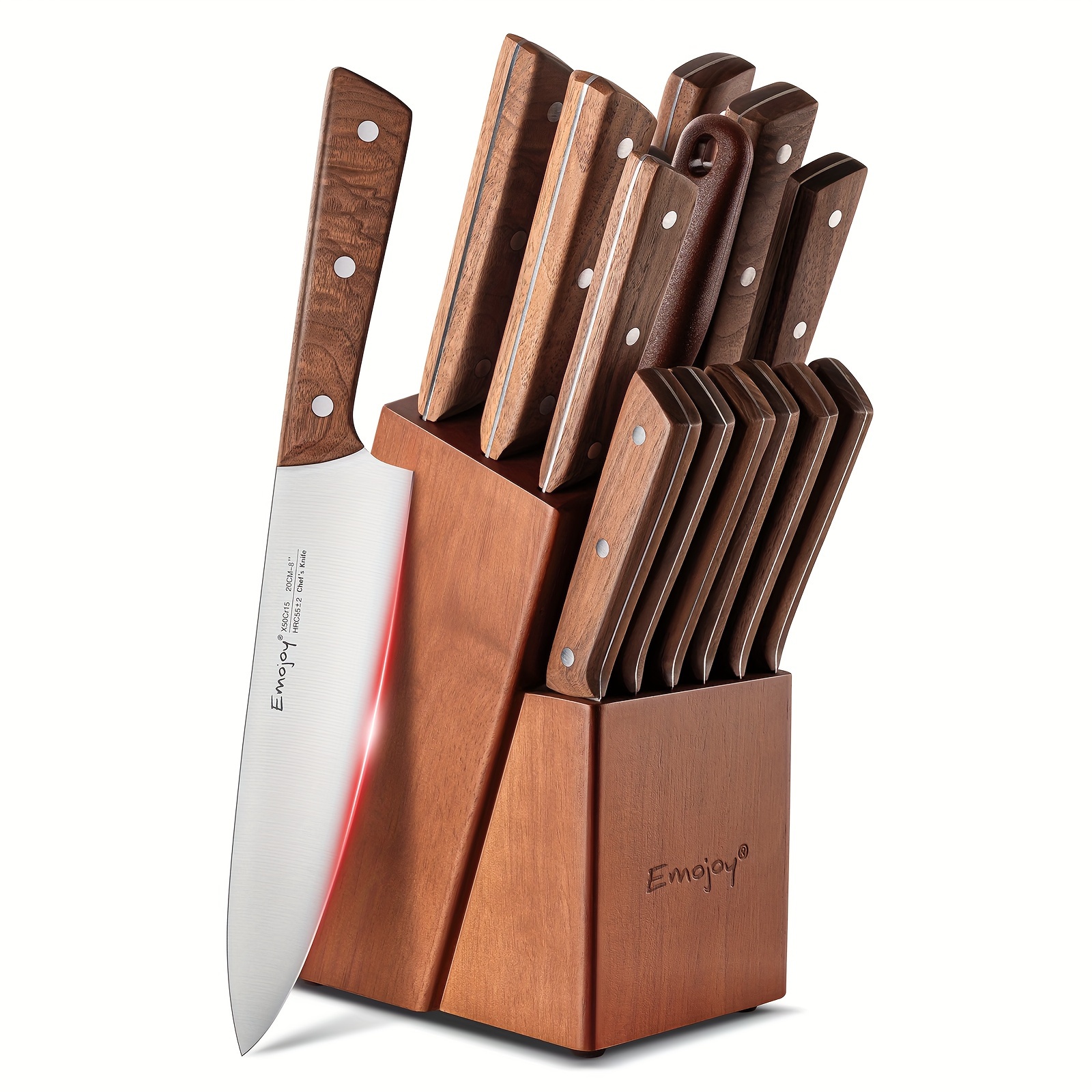 

Knife Set, 15-piece Kitchen Knife Set With Block Wooden