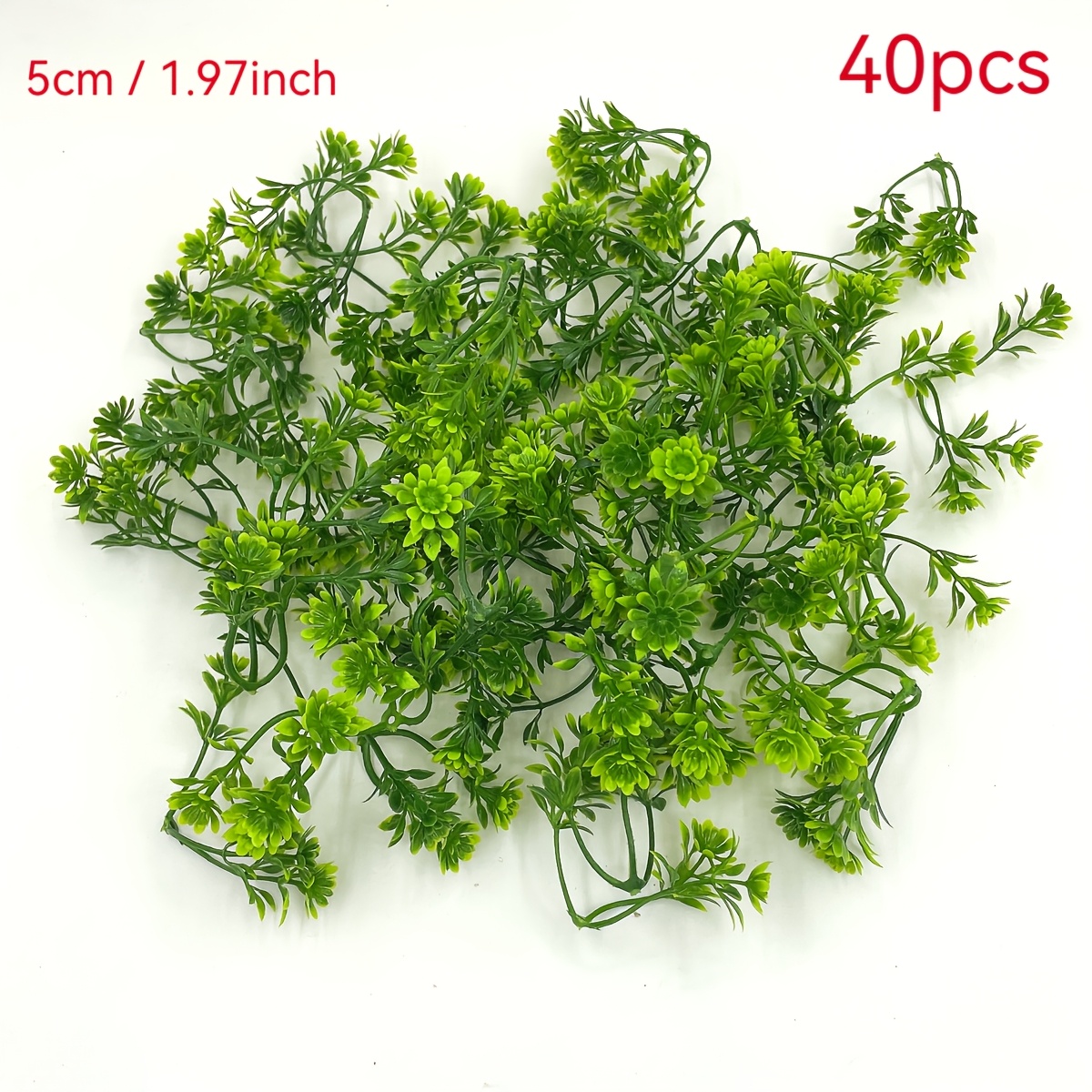 Image of Set Of 40pcs Of 5cm Artificial Grass With , Plastic Plants For Decorating Fish Tanks, And Additions For Craft Bouquets And Garlands
