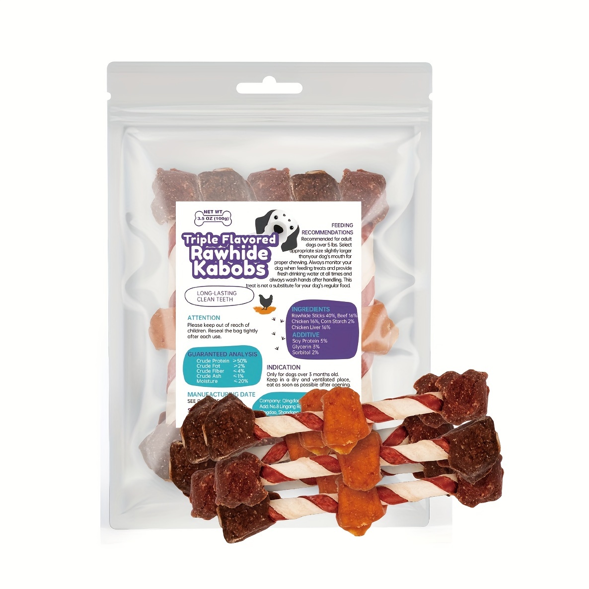 TEMU Triple Flavored Dog Treats, Made With , Chicken And Chicken Liver, Healthy, , Long Lasting, And High Protein, Dog Chews
