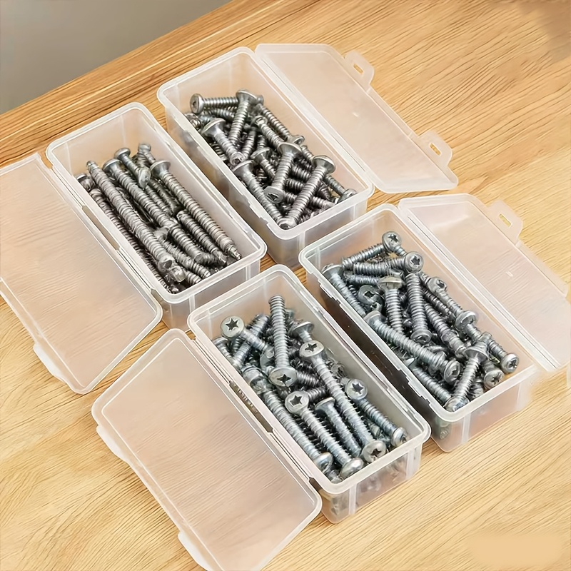 TEMU 8pcs Set: 4 Containers + 4 Lids, Transparent Toolbox, Heavy-duty Organizer Box, Multi-functional Storage Case, Suitable For Storing Screws,