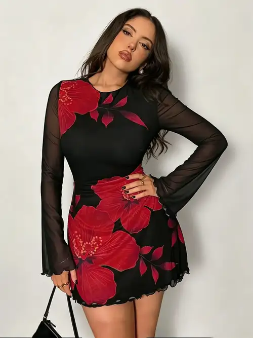 black and red dress casual SHEIN Lady Women's Black And Red Color Block Sleeveless Dress,Valentine's Day Seksi Chic Night Out Summer Dress,Elegant Stand Collar Splicing Party Prom Dress