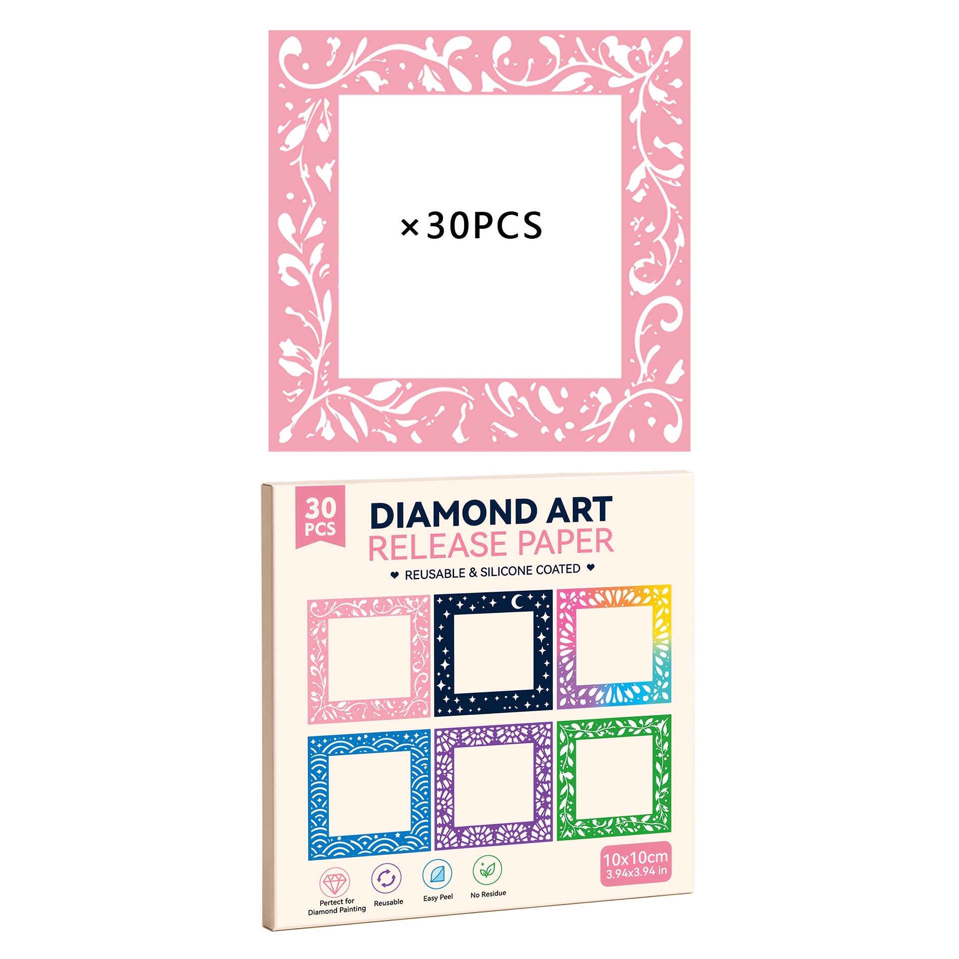 TEMU 30 pcs/boîte Film de réutilisable pour peinture diamant, Papier antiadhésif, Convient pour ensemble d'accessoires d'outils de peinture diamant