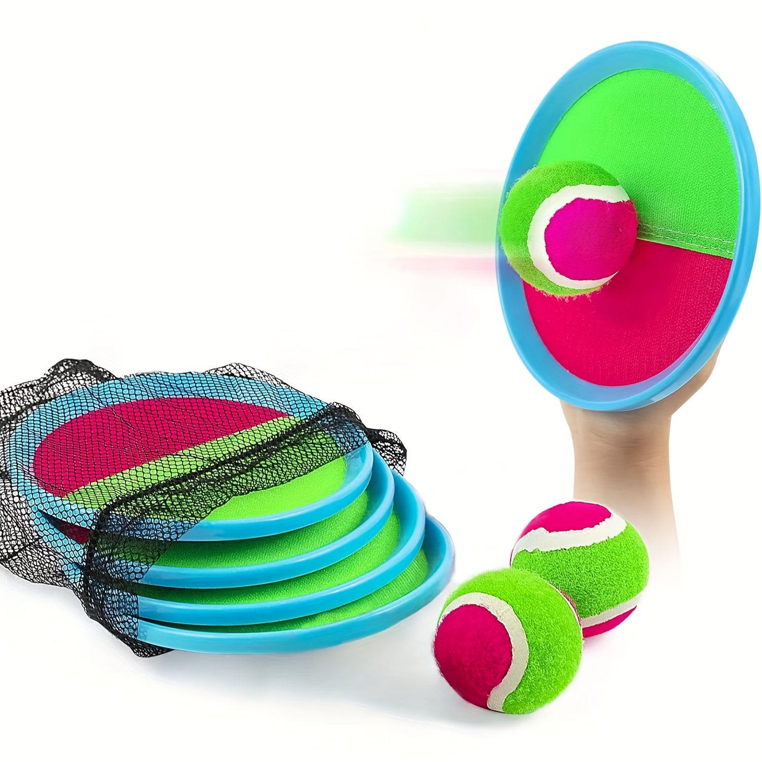 TEMU Sticky Ball Toys - Outdoor Play, Beach Toys, Throw And Ball Sets With 2 Paddles And 1 Ball, Set Playground Set For Backyard, Sea And Beach