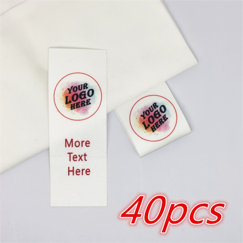 TEMU 40pcs Custom Fabric Labels Suitable For Crafts, & Branding - Logo/text, Folded & Stitched Washable Tags, Pre-cut Sheets With No Fray Edges, Hand