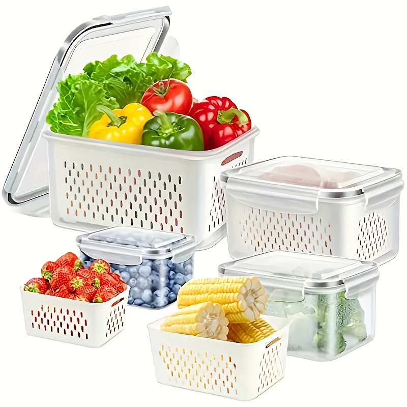 9 bpa free plastic food storage containers with lids suitable for refrigerators multifunctional   keeping boxes fruit vegetable and kitchen restaurant supermarket drainage box sets food dish transport bus tubs details 3