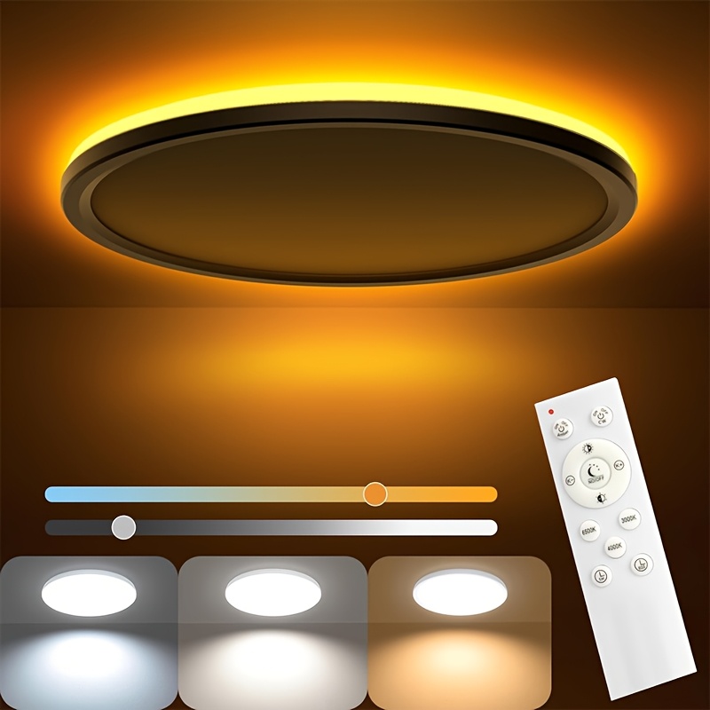 Dimmable Led Ceiling Light - 24w 2900lm Ceiling Lamp With Remote Control - 8w Warm Night Light - Flat Led Ceiling Light For Bedroom Room Living Room Round (24w- White)