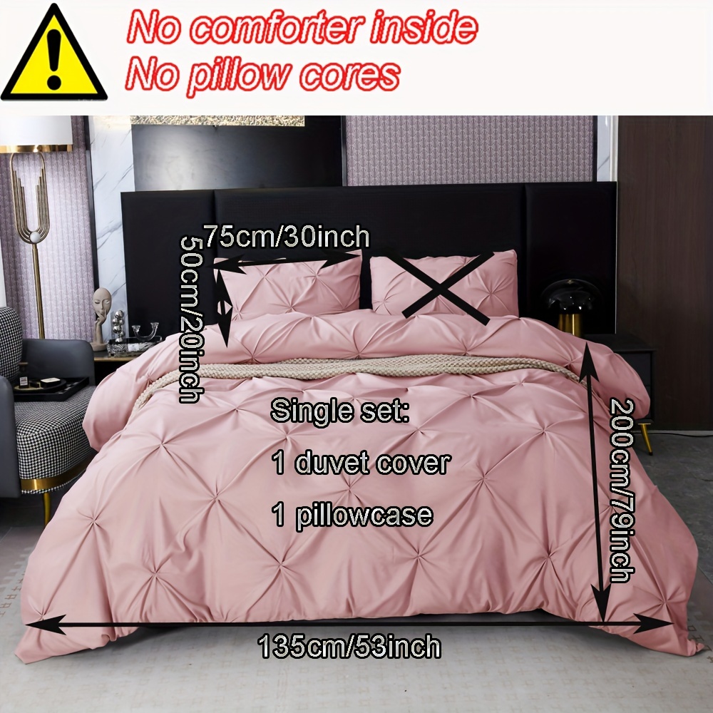 Microfiber Duvet Cover Set In Light Gray/pink - 2/3pcs With Handcrafted Twisted Design, Zip Closure, Machine Washable - Perfect For