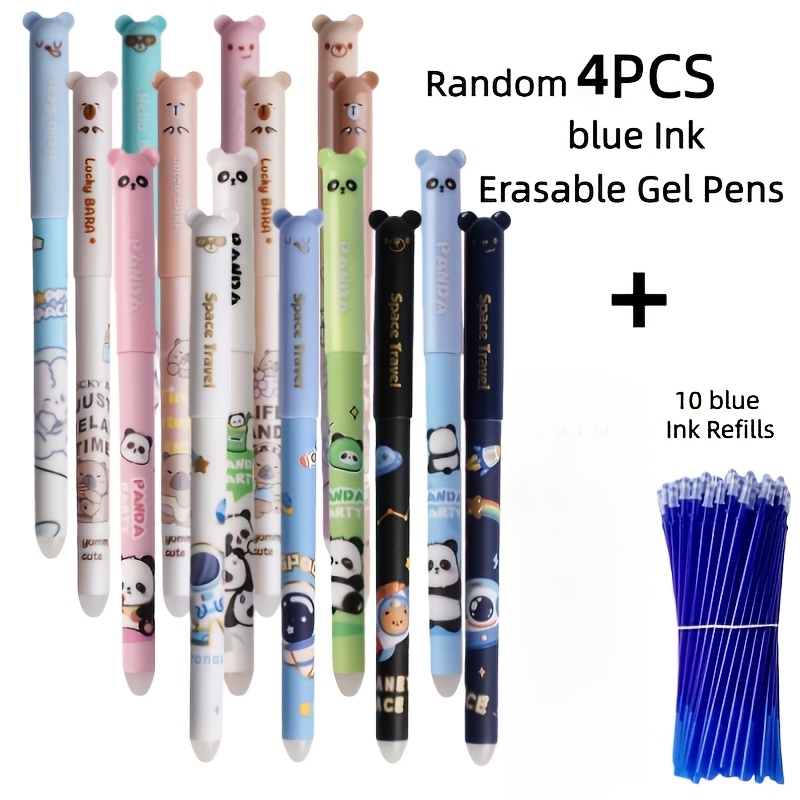 Image of 14pcs Erasable Gel Pen Pack, Random Colors, Built-in Eraser - 0.5mm Fine Tip, Includes 4 Erasable Pens And 10 Ink Refills, Durable Plastic Construction, Perfect For School And Office Use