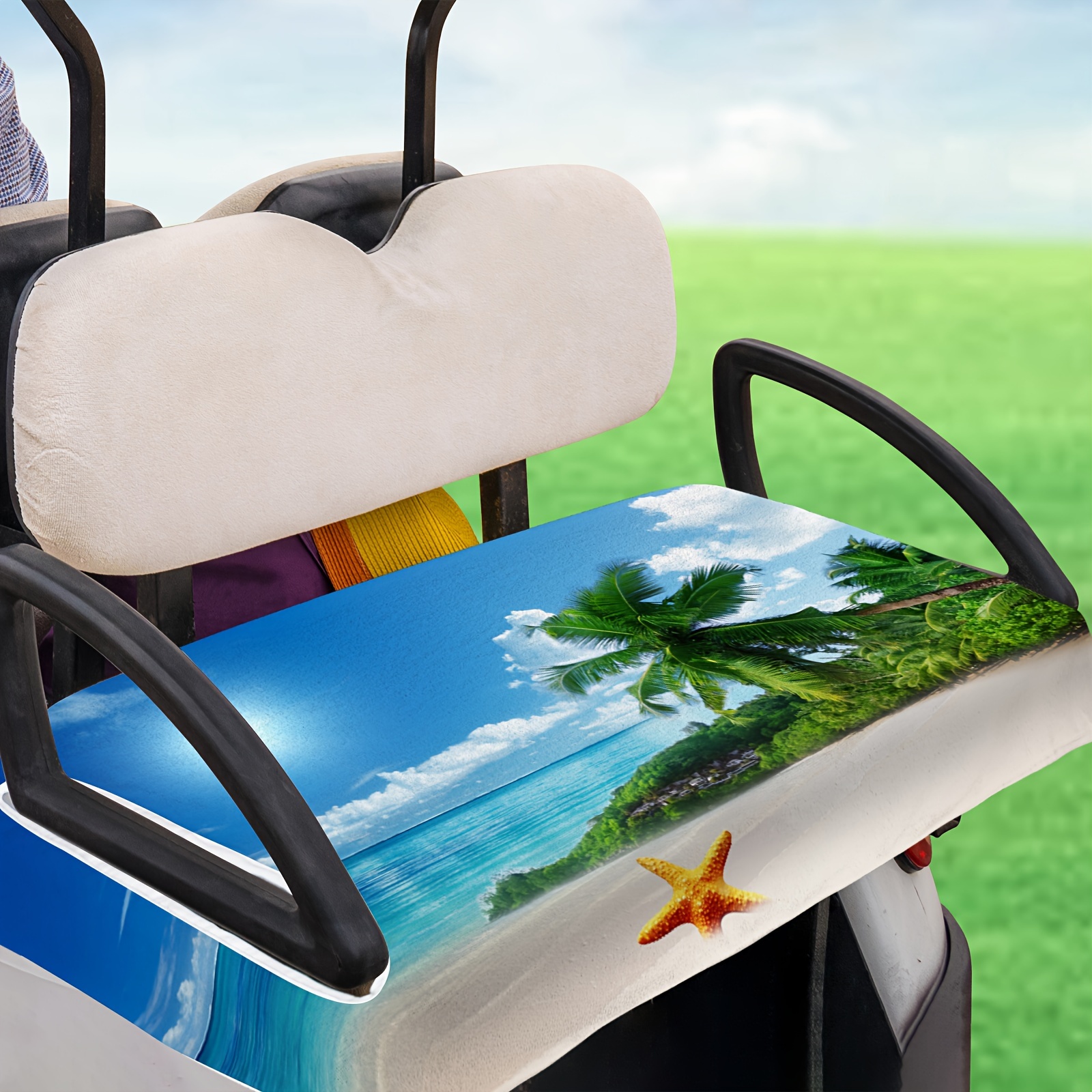 

Starfish Beach-themed Golf Cart Seat Cover - Microfiber, , Seats