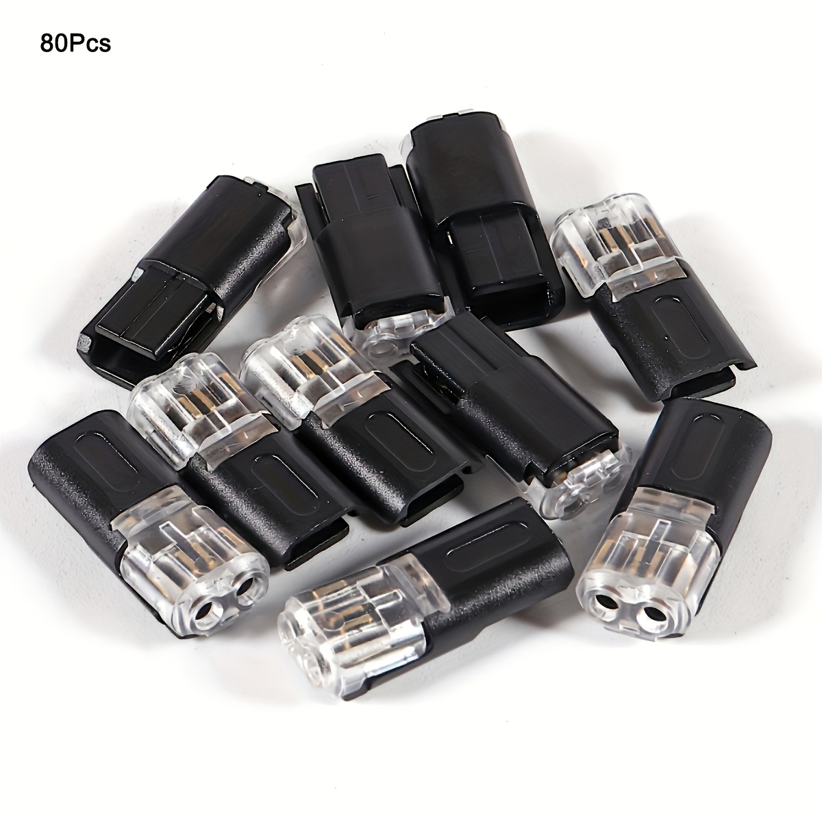 TEMU 80pcs Double-wire Plug-in Connector With Locking Buckle Pluggable Led Wire Connector 2 Pin 2 Way Universal Connect Terminal Blocks Wire For