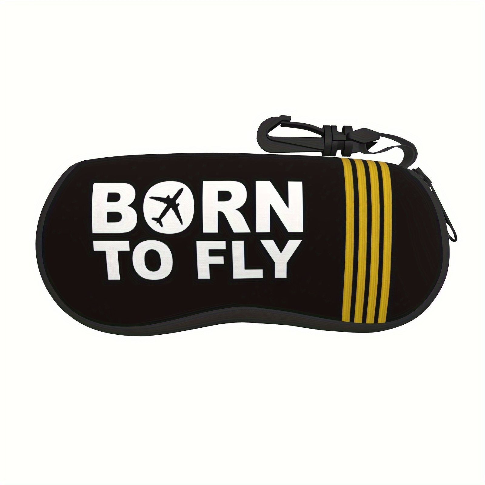 

1pc Soft Born To Fly Aviation Captain Stripes Glasses Case, Fashion Neoprene Zipper Sunglasses Storage Box, Portable Protective Glasses Case Holder