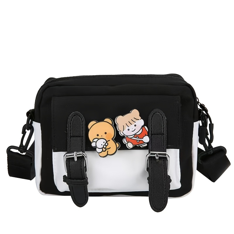 Image of 1pc Durable Nylon Shoulder Bag With Adjustable Strap And Patch - Lightweight, Zippered Casual Messenger Bag In Multiple Colors For Travel & Daily , Travel Bag