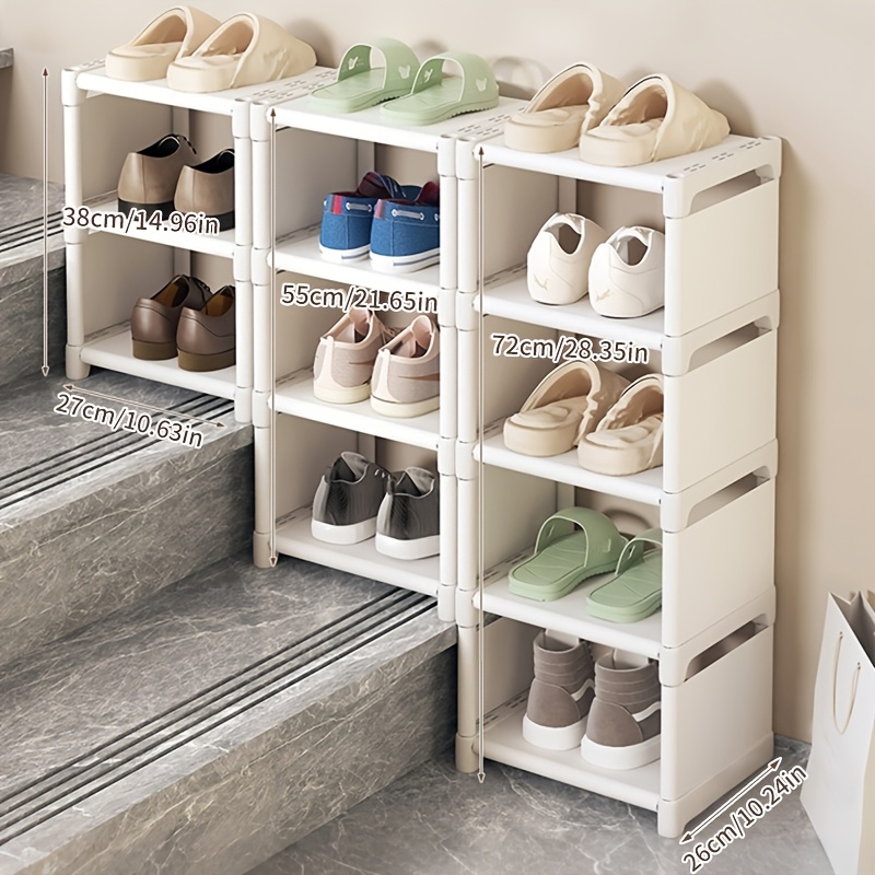 TEMU 1pc Simple Shoe Rack, Freestanding Shoe Organizer, Shoe Storage Rack, Minimalist , Ideal For , Stair Sides, Closets, And Narrow Areas, Shoe Rack