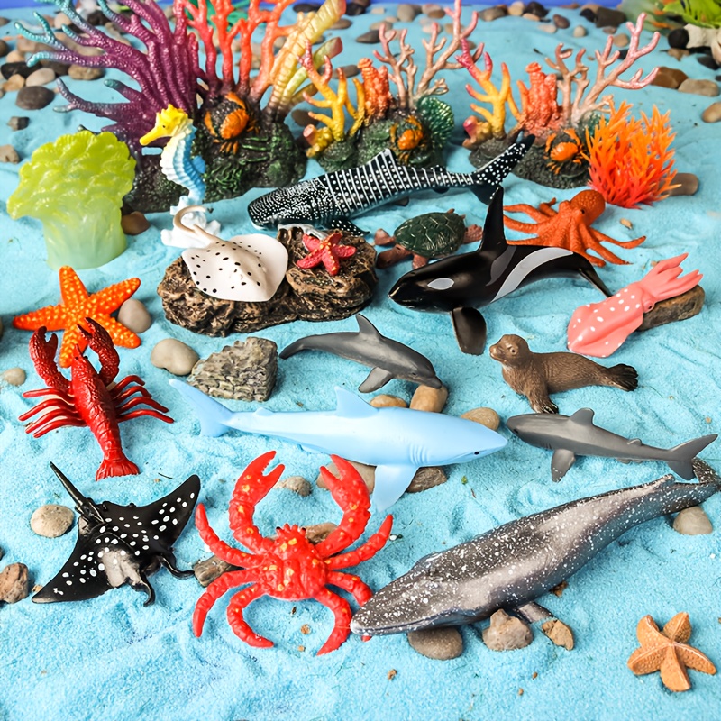 16pcs simulated marine animal ornament set seahorse - Temu United