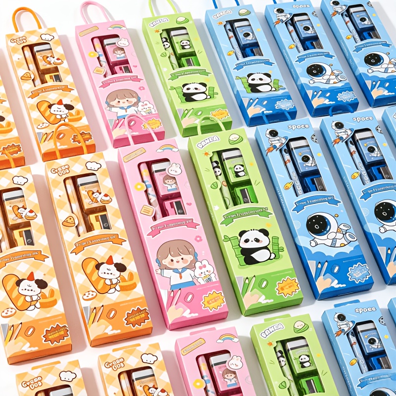 20pcs Cartoon Pencil Set with Eraser & Sharpener, 5-In-1 Kit