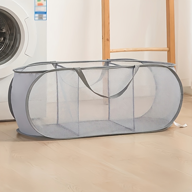 E-shop 1 Stück Faltbarer Wäschekorb - 3-Teiliger Atmungsaktiver Mesh Kleiderorganizer mit Griffen, Platzsparendes Zusammenklappbares Design für