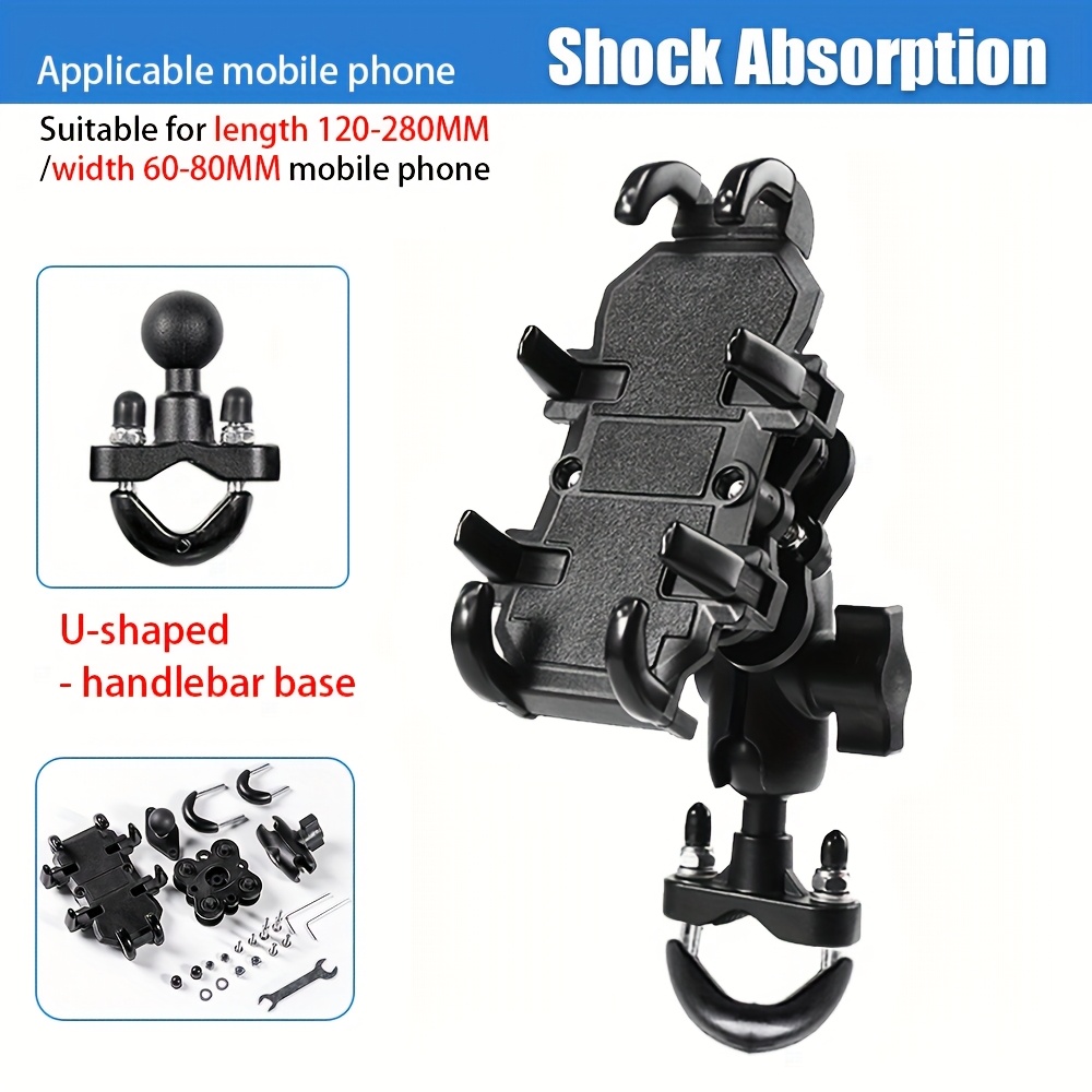 Motorcycle Phone Mount With 360° Rotation - Shockproof Gps Holder For Bikes & Motorbikes, Durable Pc Material