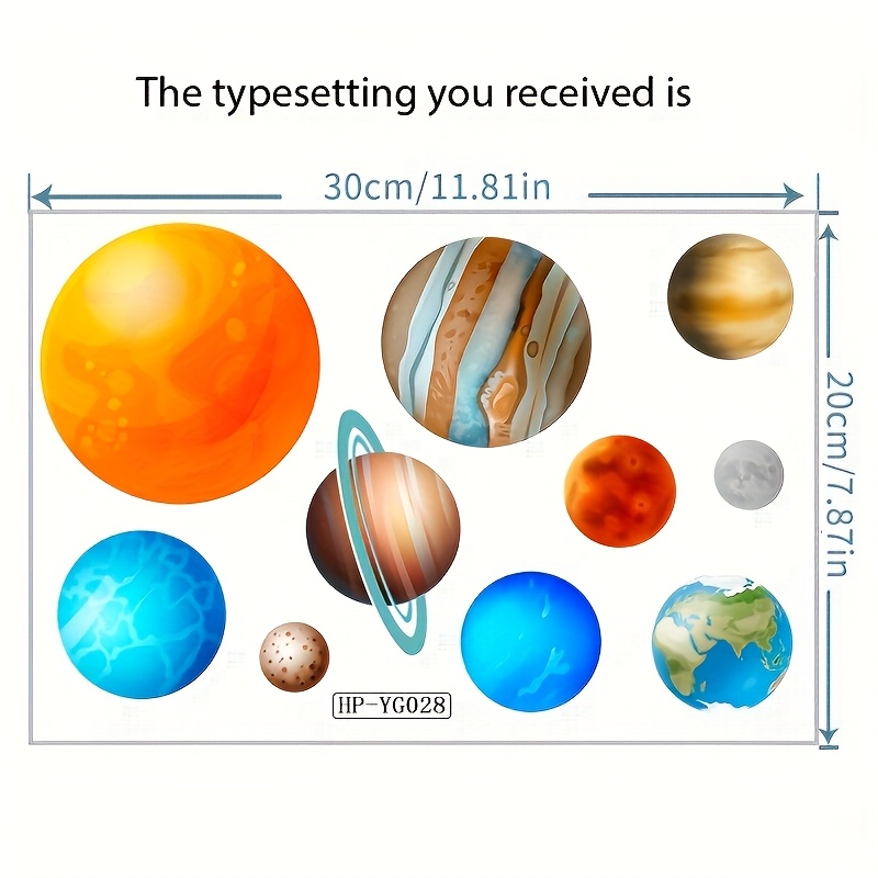 TEMU Fluorescent Solar System Wall Sticker - And Galaxy Night Light Decoration, Self-adhesive Pvc Wall Decor, Suitable For Room, Dormitory Or