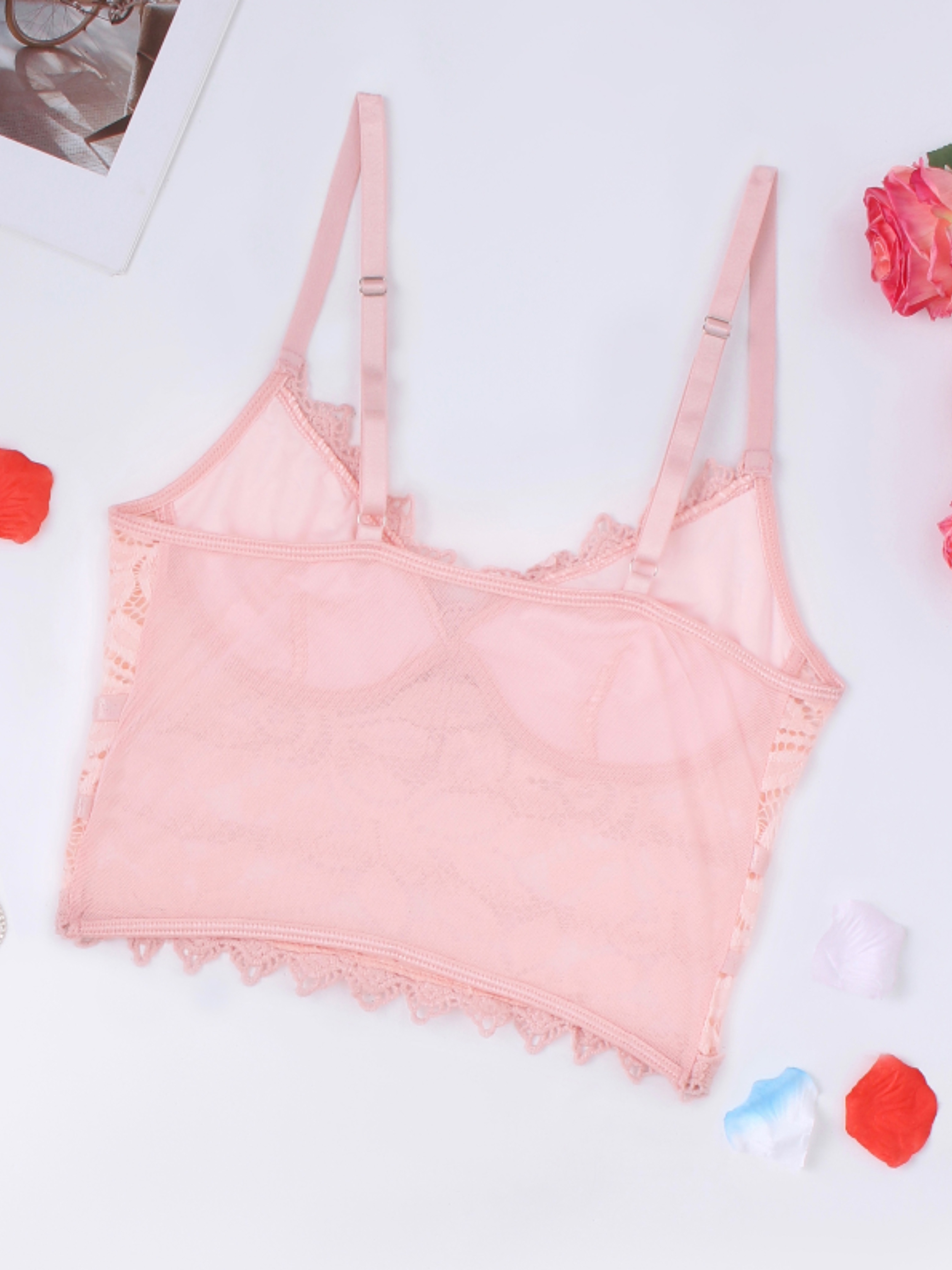 Sexy Lace Embroidery Floral Cami Bra Comfortable Micro - Temu