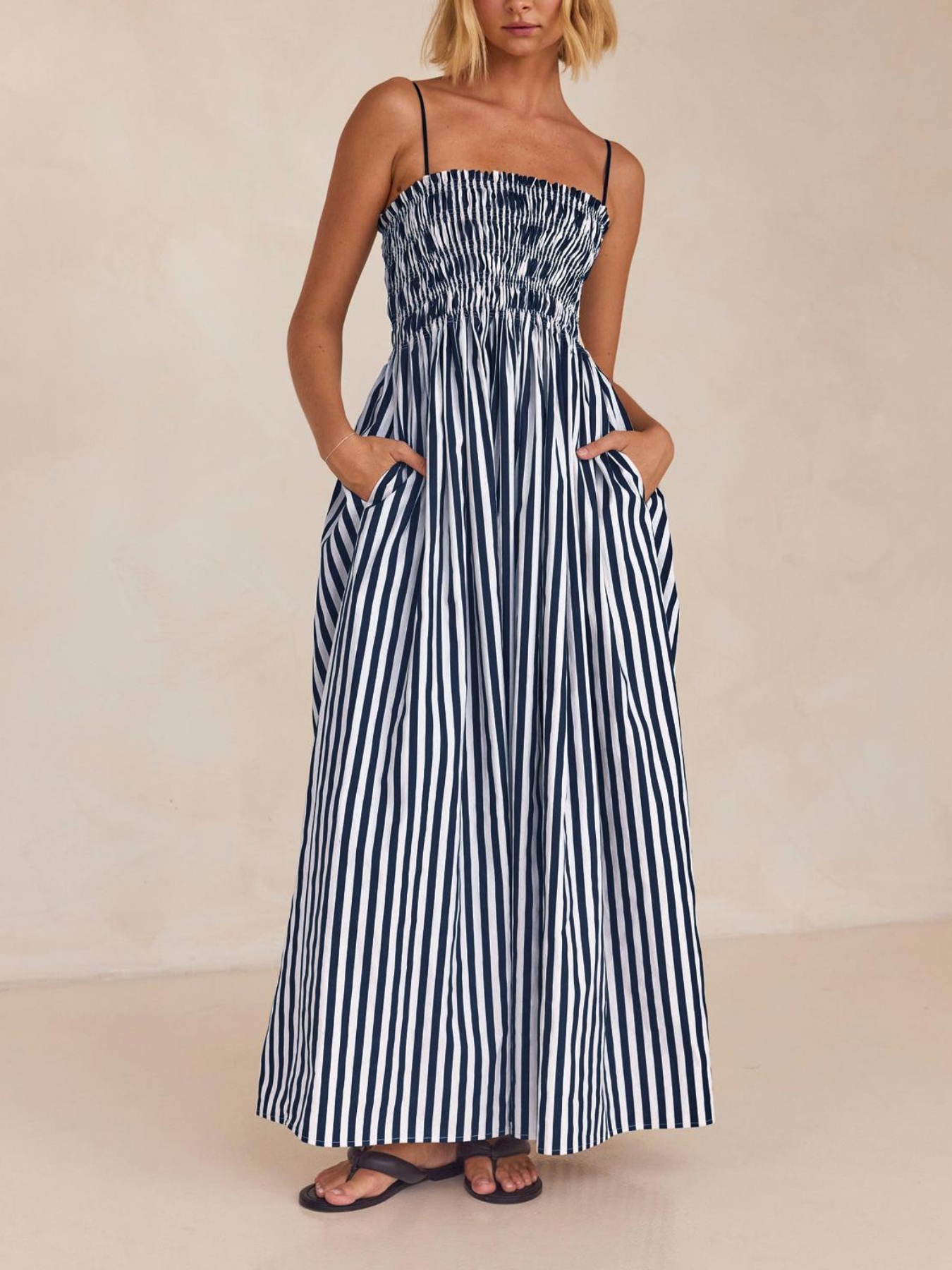 slim fit dress slacks Green Vertical Striped A-Line Dress – Crimsoune Club