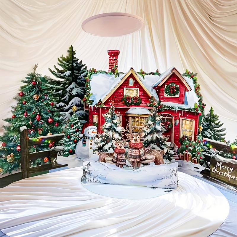 1pc Fun Christmas 3d Pop-up Greeting Card, Handmade Christmas Card With Envelope And Greeting Message, Suitable For Gifting