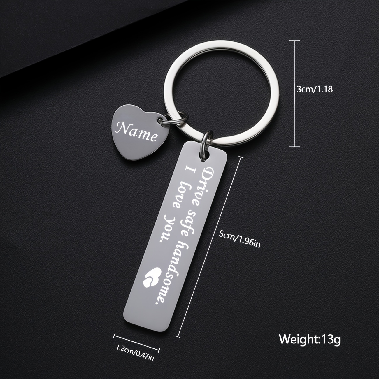 TEMU Portachiavi personalizzato in acciaio inossidabile, targhetta , gioielleria fai da te, , incisione laser, regalo per San Valentino