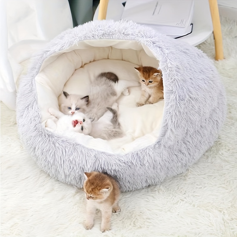 cozy plush shell shaped pet bed small medium dogs cats soft Temu United Kingdom