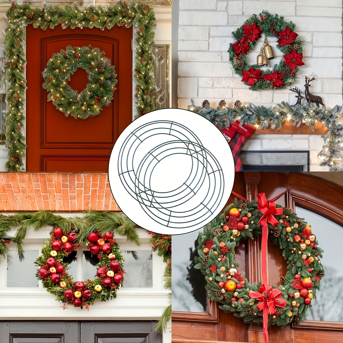 

2-pack Country Rustic Style Diy Metal Wreath Frames For And Christmas Decorations - Handcraft Hanging Ornaments, No Feathers, No Electricity Required